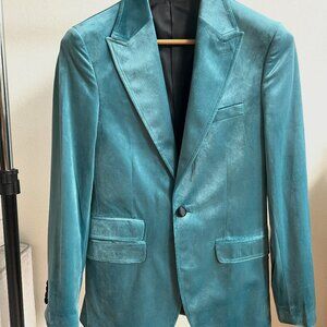 TOPMAN Teal Velour Blazer | 36R